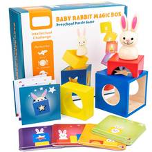 Wooden Magic Box Rabbit Animal Geometric Building Blocks Desktop Game Kids Toy 2024 - buy cheap