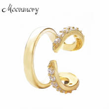 Moonmory-pendientes de plata de ley 925 auténtica para mujer, arete sencillo de lujo, con Clip dorado, sin perforación, venta al por mayor 2024 - compra barato