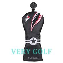 1pc Black PU Leather with Shark Embroidery Golf Club Fairway Wood Head Cover Golf #3 #5 Wood Headcover with No Tag 2024 - buy cheap