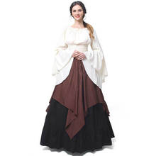 Vestido de cosplay medieval feminino, traje gótico vintage para halloween e mulheres adultas, vestido corpete plissado tamanho grande 2024 - compre barato