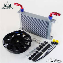Enfriador de aceite de motor de 25 filas Universal AN10 con accesorios + Kit de ventilador eléctrico de 7 "SL 2024 - compra barato
