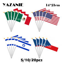 YAZANIE 14*21cm 5/10/20pcs Mexico American Israel Czech Republic Small Hand Held Flag Polyester Country National Printing Flag 2024 - buy cheap