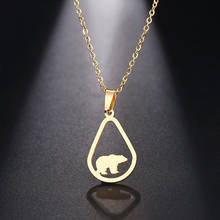 CACANA Stainless Steel Necklace For Women Man Bear Choker Pendant Necklace Engagement Jewelry 2024 - buy cheap