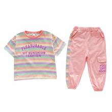 New Fashion Summer Baby Girl Clothes Cute Children Sport Striped T-Shirt Shorts 2Pcs/Sets Toddler Casual Costume Kids Tracksuits 2024 - buy cheap