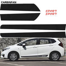 Adesivo de veículo de fibra de carbono, acessórios de estilo de carro decalque da saia lateral dos automóveis 4 tamanhos para honda fit/jazz gk5 gen 2014-2018 2024 - compre barato