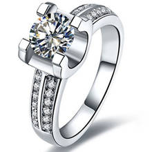 Anel de ouro sólido 14k 1ct moissanite, joias 4 gs, anel de carbono com empedrado de luxo, para noivado feminino 2024 - compre barato