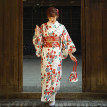 Women's Japanese Traditional Kimono Beautiful Floral Prints Japan Style Yukata Bathrobe Cosplay Clothing Photography Dress 2024 - buy cheap
