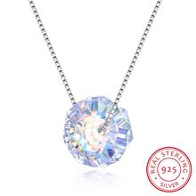 Lekani colar feminino de prata 925, joias finas coloridas com pingente de cristais, corrente simples para mulheres 2024 - compre barato