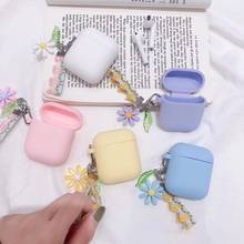 For AirPods 2 Case luxury flower Ribbon Flowers with keychain Case For Airpods Silicone Earphone Cover For Air pods 2 case 2024 - buy cheap