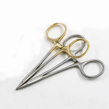 Soporte de aguja de doble párpado, herramienta de cirugía plástica, soporte de aguja de acero inoxidable con mango dorado, para hospital 2024 - compra barato