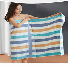 Toalla de baño a rayas de algodón puro, superabsorbente, grande, gruesa, suave y cómoda, 70x140cm 2024 - compra barato