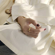 Anel de nó aomu com tamanho ajustável, anel de abertura para mulheres e meninas, em metal dourado 2024 - compre barato