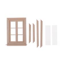1:12 Dollhouse Miniature Double Window Wooden 6 Pane Frame and Glass Plate Doll House Diy Double Window Accessories for Doll Hou 2024 - buy cheap