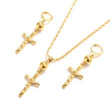 Bangrui новый комплект ювелирных изделий из эфиопского Креста, цепочка с подвеской/серьги, ожерелье золотого цвета 2024 - купить недорого
