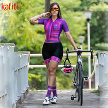 Kafitt-novo conjunto de ciclismo feminino, camiseta e bretelle para ciclismo, time profissional, mountain bike, conjunto de triatlo 2024 - compre barato