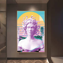 Vaporwave Sculpture Of Medusa Canvas Art Posters Graffiti Art Paintings On the Wall Art Cover Face of Medusa Pictures Unframed 2024 - buy cheap