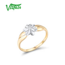 VISTOSO Pure 14K 585 Two-Tone Gold Ring For Women Sparkling Diamond Elegant Flower Rings Engagement Wedding Gift Fine Jewelry 2024 - buy cheap
