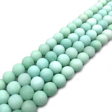 6/8/10/12mm pedras naturais redondas grânulos soltos fosco rio azul amazonite matte grânulos para fazer jóias pulseira colar diy 2024 - compre barato