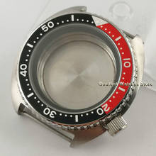 Anel de relógio automático, capa de relógio preta com moldura de liga de safira, movimento nh35 em vidro preto e vermelho, 45mm 2024 - compre barato