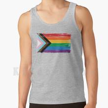 Progress Pride Flag-Vintage Paint tank tops vest sleeveless Pride Flag Progress Pride Flag Pride Bipoc Rainbow Painted 2024 - buy cheap