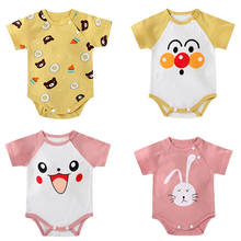 Verão bebê meninas macacão dos desenhos animados imprimir roupas de bebê manga curta algodão infantil bodysuits menino macacão recém-nascido roupas do bebê 2024 - compre barato