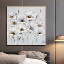 Decoração de flores brancas e bonitas, pintura abstrata moderna, pintada à mão, pintura a óleo em tela, parede, decoração de casa, presente, sem moldura 2024 - compre barato