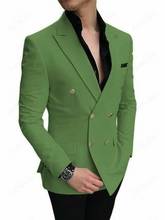 Ternos masculinos abotoaduras duplas verde de olivete e preto, smoking, lapela alta, padrinho de casamento (jaqueta + calça + gravata) d6 2024 - compre barato