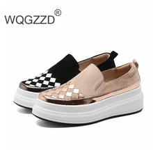 2020 New spring flat platform shoes women's loafers kid suede mixed color metal decoration casual shoes femme zapatos de mujer 2024 - buy cheap