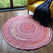 Handmade Cotton Woven Round Carpets For Living Room Computer Chair Round Rug Kids Play Floor Sofa Coffee Table Mat Soft Rugs 2024 - купить недорого