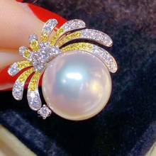Anillo de perlas D327 para mujer, joyería fina de Plata de Ley 925 Natural de 11-12mm, anillos de perlas blancas redondas de agua dulce para mujer, regalos finos 2024 - compra barato