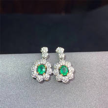 Pendientes de gota de Esmeralda verde natural para mujer, aretes de piedras preciosas naturales, redondos clásicos de plata 925, joyería de línea de oreja de fiesta 2024 - compra barato