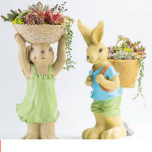 Pastoral Resin Large Caliber Succulent Flower Pot Home Rabbit Plants Animal Vase Courtyard Garden Figurines Decoration Crafts 2024 - buy cheap