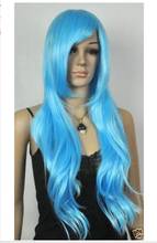 shun wig.01049 Fastshipping New Fashion Sexy Long Light Blue Wavy Women's Lady's Hair Wig 2024 - buy cheap