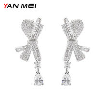 YAMMEI Zircon Bow Tie Earrings Female Fashion Jewelry Wedding Pendant Earrings Accessories High-end Jewelry YME9466 2024 - buy cheap