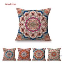 Pink Purple Bohemian Mandala Girl Room Decoration Floral Pattern Throw Pillow Case Fashion Mediterranean Art Linen Cushion Cover 2024 - buy cheap