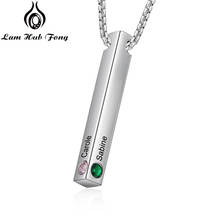 Personalized Vertical Bar Necklace with Birthstone Custom Engraved Name Necklace for Women 4 Sides Jewelry Gift (Lam Hub Fong) 2024 - buy cheap