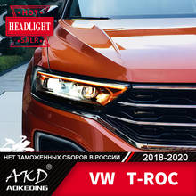 Lâmpada de cabeça para o carro vw T-ROC 2018-2020 troc t roc faróis luzes de nevoeiro dia running luz drl h7 led bi xenon lâmpada acessório do carro 2024 - compre barato