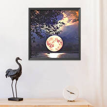 Moon Tree Cross Stitch 11CT Stamped Landscape DIY Embroidery Crafts Kits Home Handmade Wall Hanging Picture 40x40cm 2024 - buy cheap