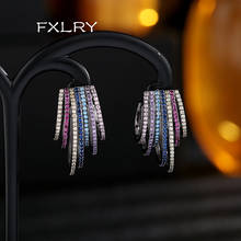 FXLRY-pendientes de circonita Multicolor para mujer, aretes de medio círculo, joyería 2024 - compra barato