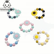 Baby Teether Bracelet Silicone Sun Flower Natural Teething Grasping Toy Silicone Bead Toddler Teether Newborn DIY Baby Gift 2024 - buy cheap