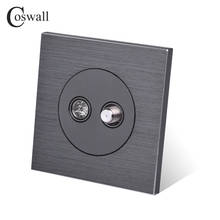 Coswall-Panel de aluminio hembra, Conector de TV con toma de corriente satélite, color negro 2024 - compra barato