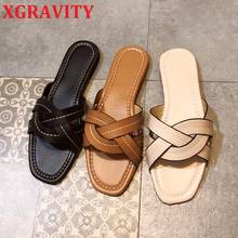 XGRAVITY 2020 Outdoor Slides Flats Women Round Toe Slippers Woman Fashion All Matched Lady Casual Elegant Female Sandals Shoes 2024 - buy cheap