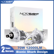 Novsight h4 lâmpada led 9003 hb2 oi/lo carro led farol lâmpadas mini carro 12000lm 12v 70w 6000k branco luz de nevoeiro acessórios do automóvel 2024 - compre barato