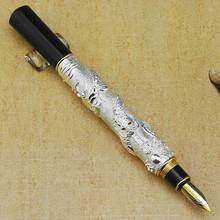 Jinhao металлическая винтажная перьевая ручка, тяжелая ручка серии восточных драконов, Иридиевый тонкий перо, серебряная благородная профессиональная подарочная ручка 2024 - купить недорого