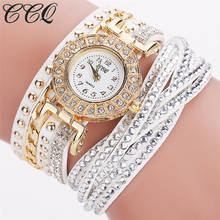 Ccq relógio com pulseira de strass feminino, relógio de pulso feminino luxuoso na moda de quartzo 2024 - compre barato