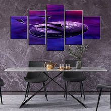 Pinturas decorativas em tela hd 5 peças, star trekking arte espaçonave cartaz decoração de parede pinturas para decoração de casa 2024 - compre barato