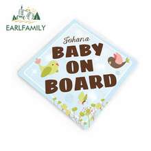 EARLFAMILY 13cm x 12cm Car Stickers Personalized Baby on Board Blue With Birds Car Windscreen Sticker Graphic 2024 - buy cheap