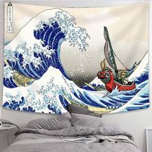 Simsant-tapiz japonés de olas grandes para decoración del hogar, tapices colgantes de pared para sala de estar, dormitorio, Kanagawa, ukiyo-e Wave 2024 - compra barato