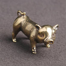 Pig 3D Brass Casting Statue Mini Animal Metal Figurine Home Decor Desktop Crafts Sculpture Landscaping Decoration Gifts 2024 - buy cheap