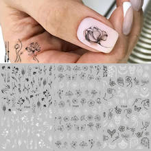 1pcs Black White 3D Nail Art Stickers Sliders Flowers Mandala Leaf Geometry Adhesive Nail Decals Foil Design Manicure 2024 - buy cheap